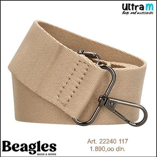 Fashion shoulder strap Beagles Art. 22240 117 Light taupe 38 mm