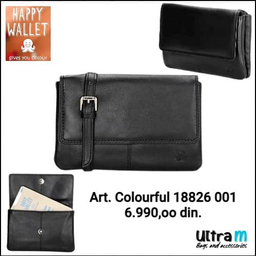 Zenska kožna tašna Happy Wallet Art. 18826 001 Colourful crna