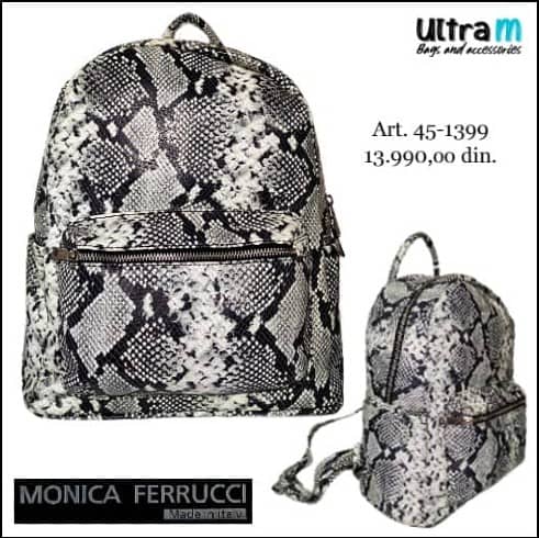 Zenska kožna tašna Monica Ferrucci Art. 45-1399 Ranac zmijski print