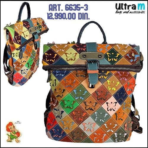 Zenska kožna tašna Sissi bags Art. 6635-3 195 Ranac-torba multikolor