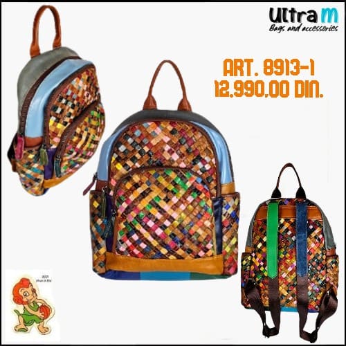 Zenska kožna tašna Sissi bags Art. 8913-1 195 Ranac multikolor