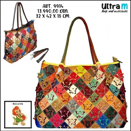 Zenska kožna tašna Sissi bags Art. 9914 195 Multikolor 2 lica unikat