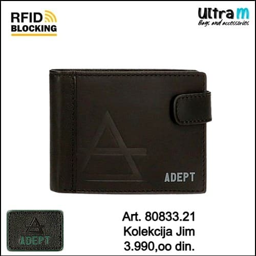 Muški novčanik Adept Art. 80833.21 Jim kožni crni