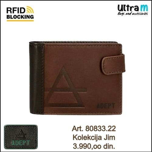 Muški novčanik Adept Art. 80833.22 Jim kožni braon