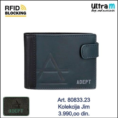 Muški novčanik Adept Art. 80833.23 RFID Jim kožni plavi