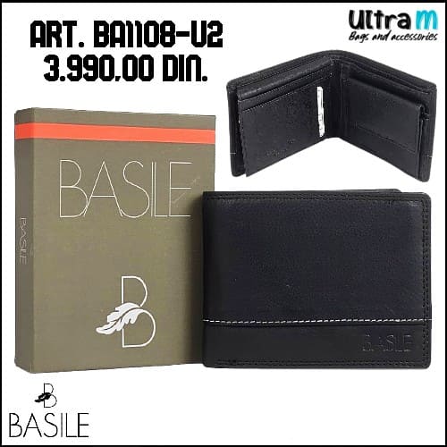 Muški novčanik Basile Art. BA1108-U2 Koža crni
