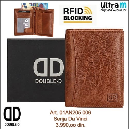 Muški novčanik Double-D Art. 01AN205 006 RFID Koža braon