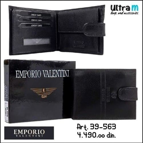 Muški novčanik Emporio Valentini Art. 39-563 Koža crni