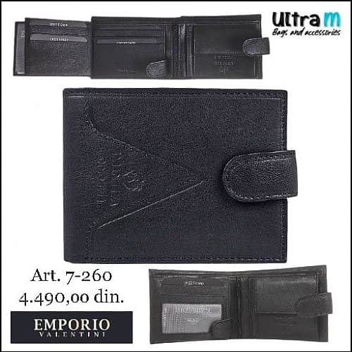 Muški novčanik Emporio Valentini Art. 7-260 Koža crni