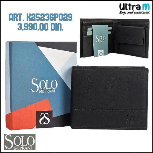 Muški novčanik Solo Soprani Art. K35326P029 Koža crni