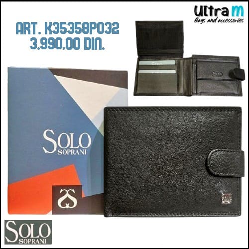 Muški novčanik Solo Soprani Art. K35358P032 Koža crni