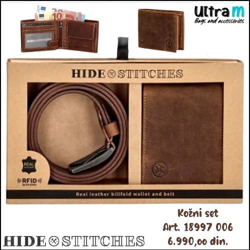 Muški novčanik i kaiš Hide & Stitches Art. 18997 006 Kožni set
