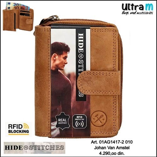 Unisex kožni novčanik Hide & Stitches Art. 01AG1417-2 010 RFID Camel