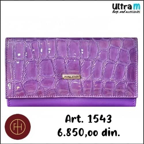 Zenski novčanik Falco House Art. 1543 Koža ljubičasti kroko lak