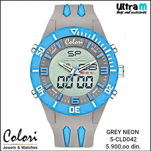 Muški ručni sat COLORI Art. Grey Neon Blue 5-CLD042