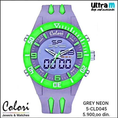 Muški ručni sat COLORI Art. Grey Neon Green 5-CLD045