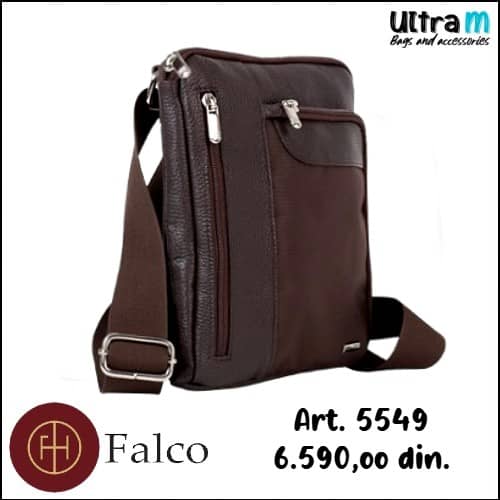 Muška torbica Falco House Art. 5549-20 Braon koža-platno