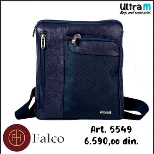 Muška torbica Falco House Art. 5549-30 Teget koža-platno