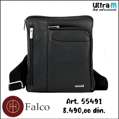 Muška torbica Falco House Art. 55491-10 Crna koža