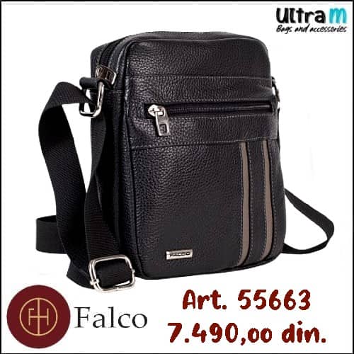 Muška torbica Falco House Art. 55663-10 Koža crna
