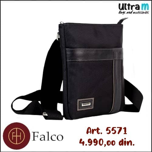 Muška torbica Falco House Art. 5571-10 Koža-platno crna