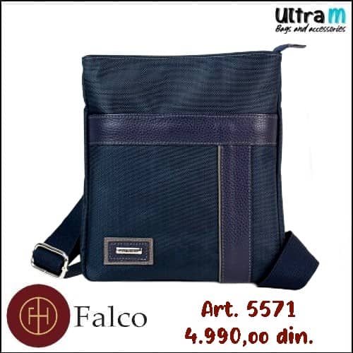 Muška torbica Falco House Art. 5571-30 Koža-platno teget