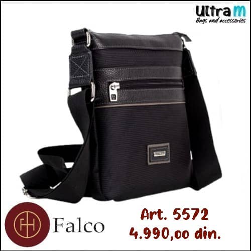 Muška torbica Falco House Art. 5572-10 Koža-platno crna