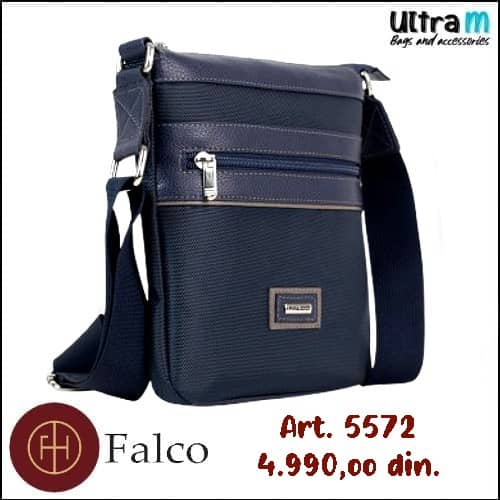 Muška torbica Falco House Art. 5572-30 Koža-platno teget