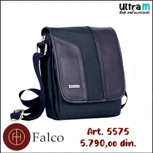 Muška torbica Falco House Art. 5575-30 Koža-platno teget