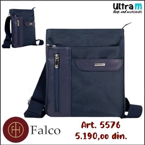 Muška torbica Falco House Art. 5576-30 Koža-platno teget