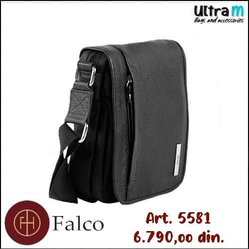 Muška torbica Falco House Art. 5581-10 Koža-platno crna