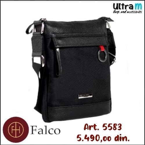 Muška torbica Falco House Art. 5583-10 Koža-platno crna