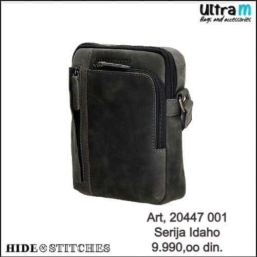Muška torbica Hide & Stitches Art. 20447 001 Idaho koža crna brušena
