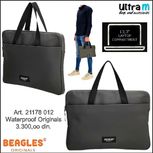 Poslovna torba Beagles Originals Art. 21178 012 Laptop 13.3'' Waterproof siva