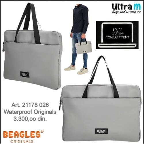 Poslovna torba Beagles Originals Art. 21178 026 Laptop 13.3'' Waterproof svetlo siva