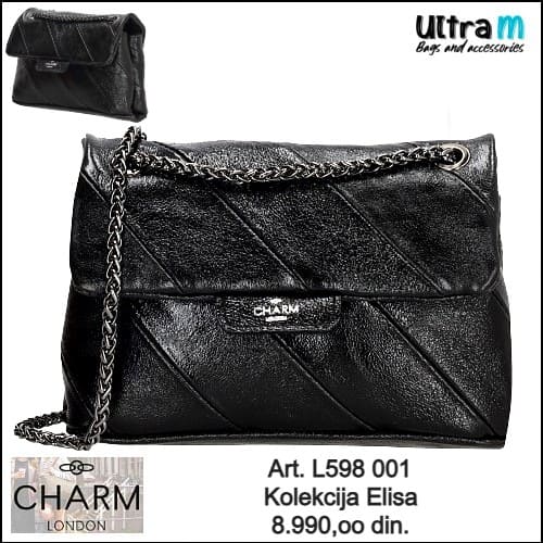 Zenska kožna tašna Charm London Art. L598 001 Elisa crna