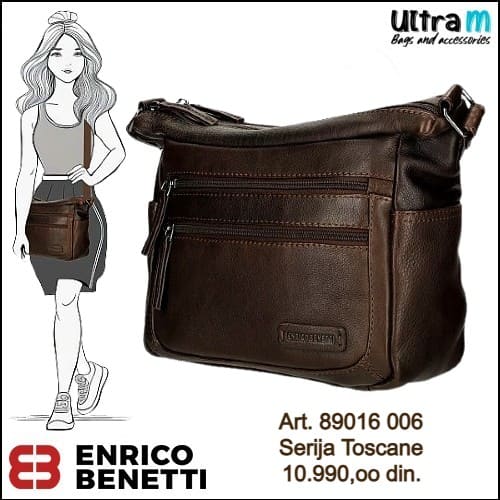 Zenska kožna tašna Enrico Benetti Art. 89016 006 Toscane braon