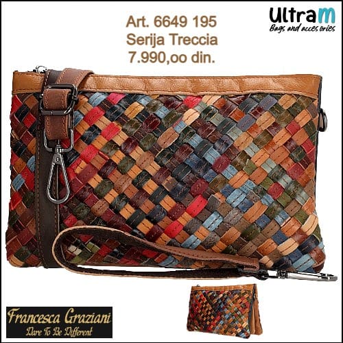 Zenska kožna tašna Francesca Graziani Art. 6649 195 Treccia multicolor