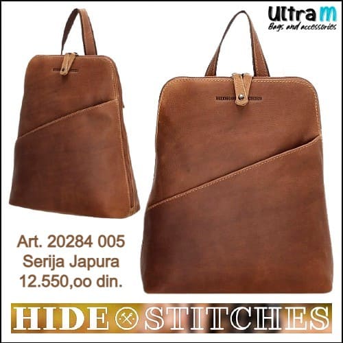 Zenska kožna tašna Hide & Stitches Art. 20824 005 Japura ranac konjak