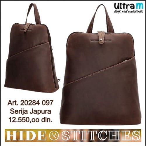 Zenska kožna tašna Hide & Stitches Art. 20824 097 Japura ranac tamno braon