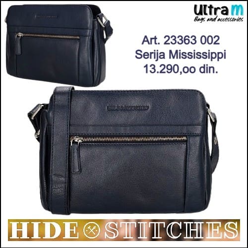 Zenska kožna tašna Hide & Stitches Art. 23363 002 Mississippi teget
