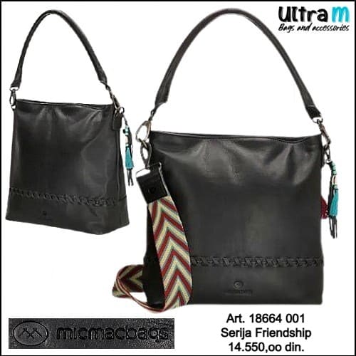 Zenska kožna tašna MICMACBAGS Art. 18664 001 Friendship crna