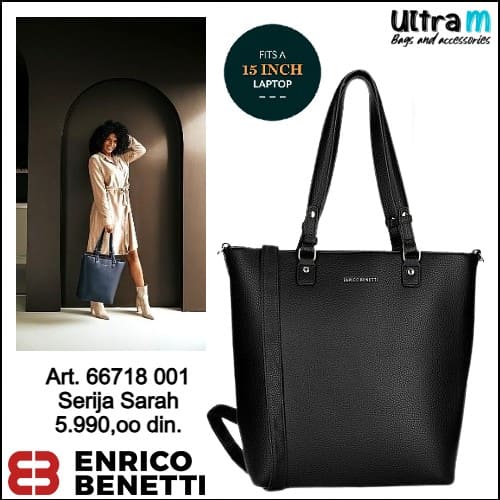 Zenska torba Enrico Benetti Art. 66718 001 Sarah laptop 15'' crna