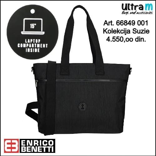 Zenska torba Enrico Benetti Art. 66849 001 Suzie laptop 15'' crna