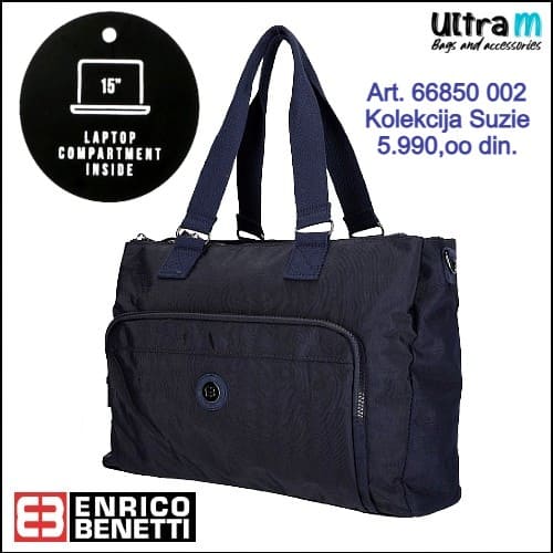 Zenska torba Enrico Benetti Art. 66850 002 Suzie laptop 15'' plava